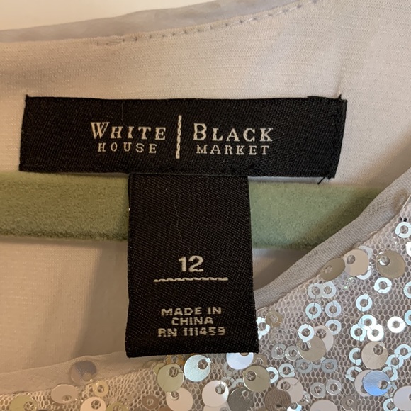Excellent Condition White House Black Market Silver Sequin Party Dress Size 12 - Picture 11 of 11